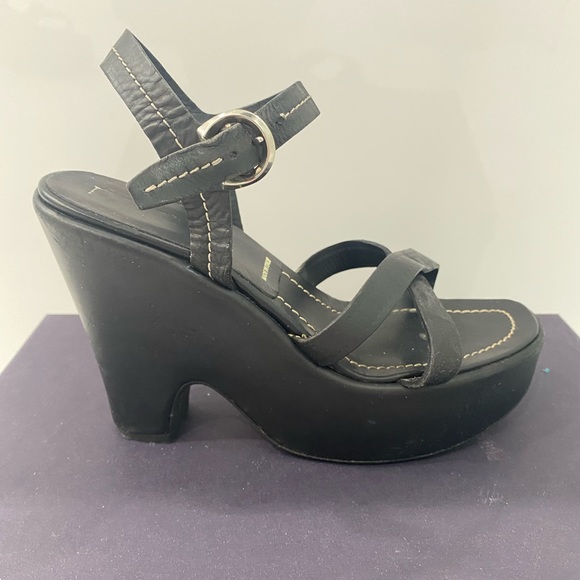 PRADA Leather Strappy Platform Wedge Sandals - Picture 2 of 8